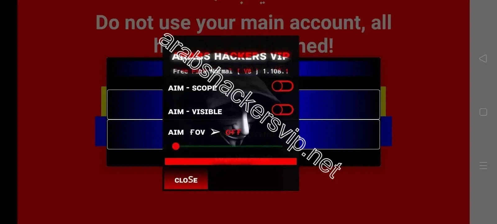 Screenshot of Arabs Hackers VIP Free Fire Account Hack